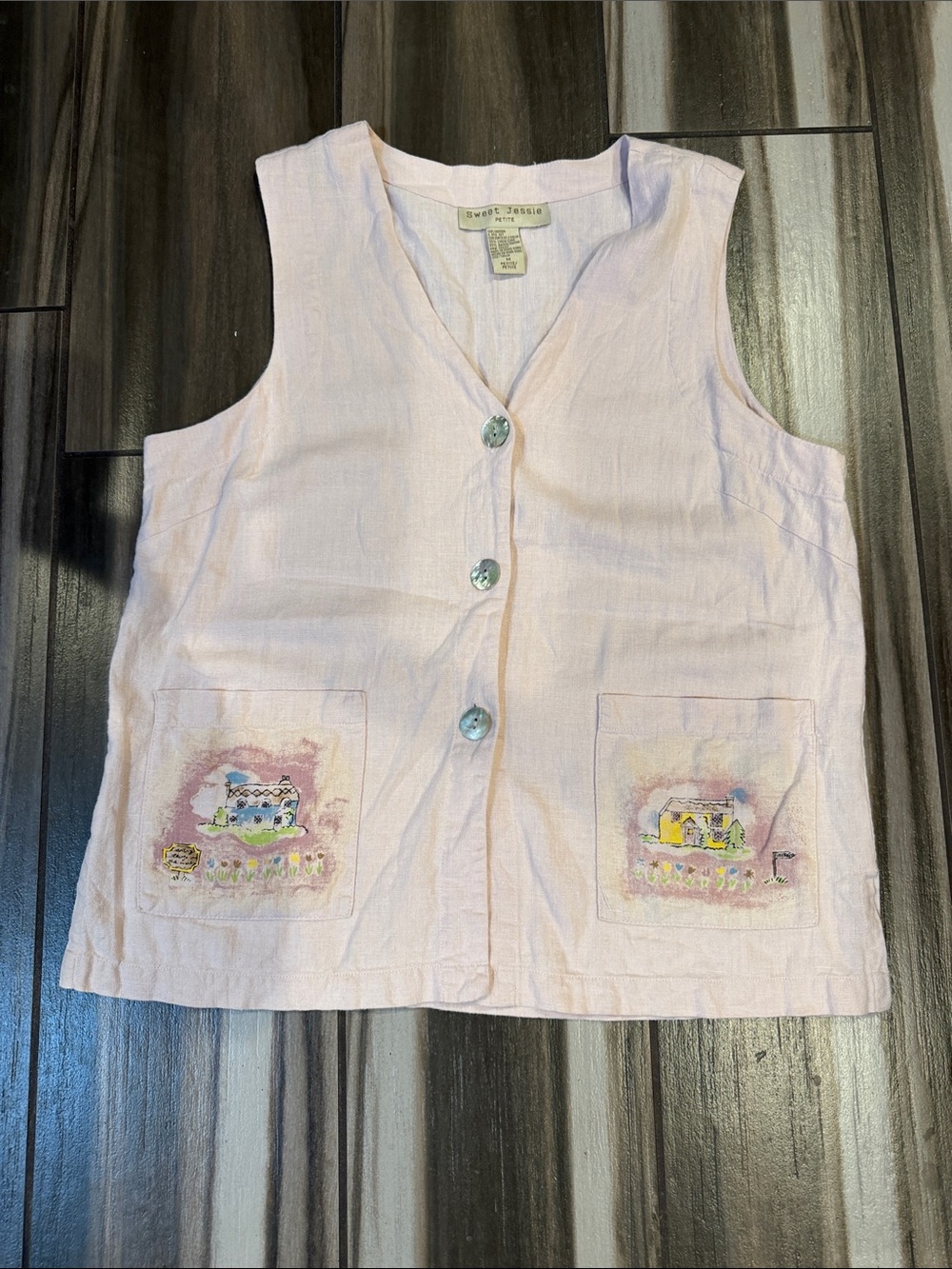 Sweet Jessie Light Pink Linen-Blend Sleeveless Vest Top